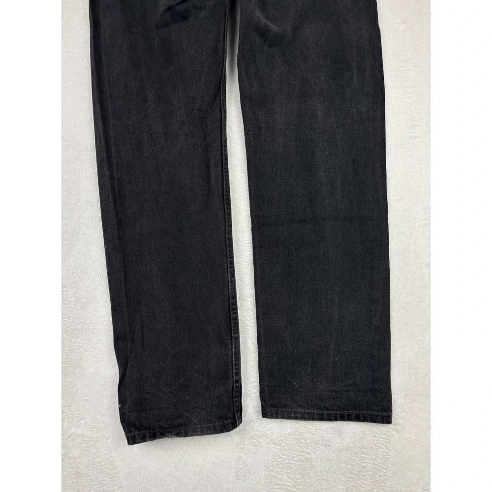 Levis 505 Mens 36x34 Jeans Fuzzy Black Faded Denim Dark Grungy Rocker Washed